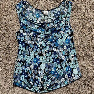 Vintage y2K Cowl Neck Floral Print Blouse Size XL